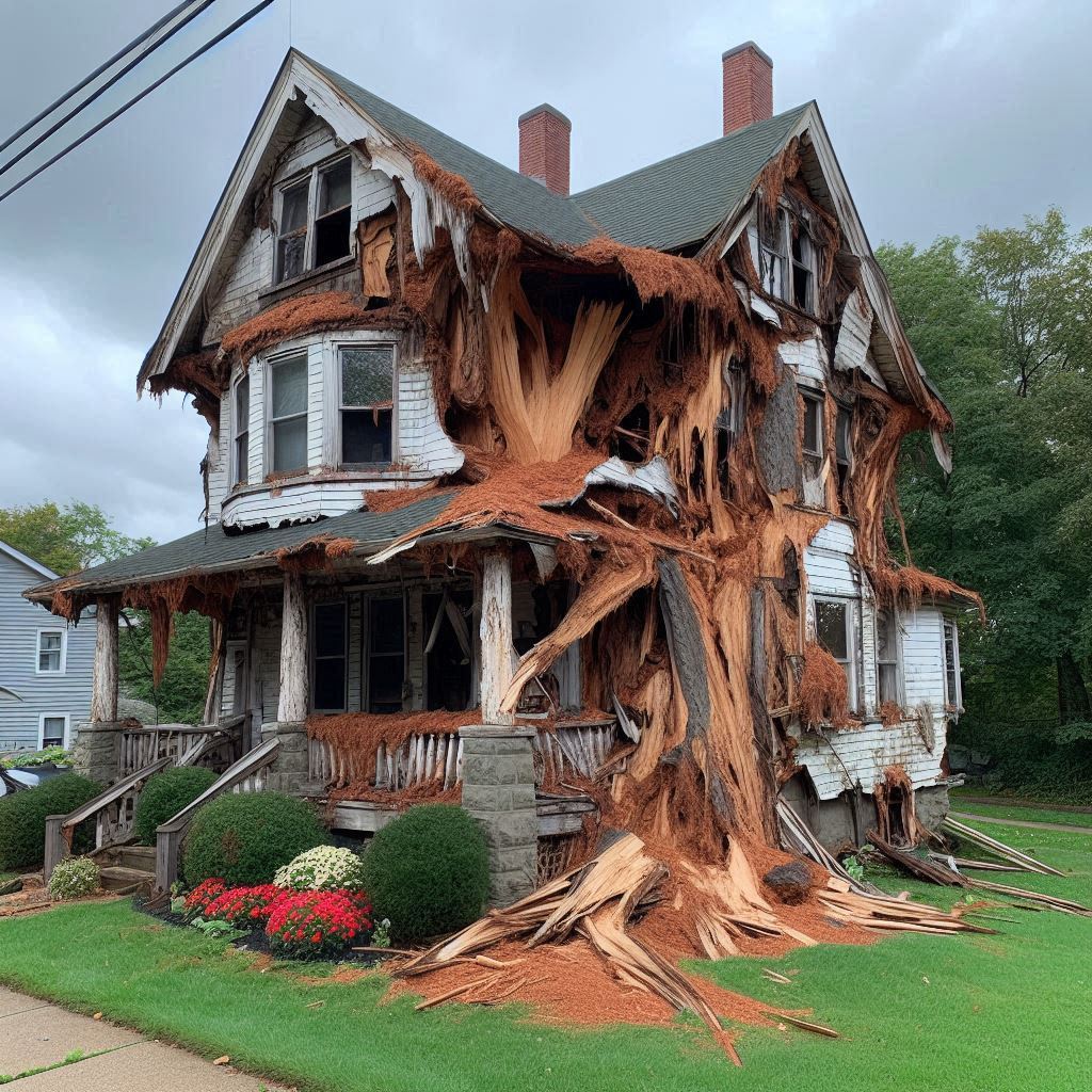Signs Your Medford Home Needs a Tree Inspection Damaged tree on an Medford home showing signs of disease and decay